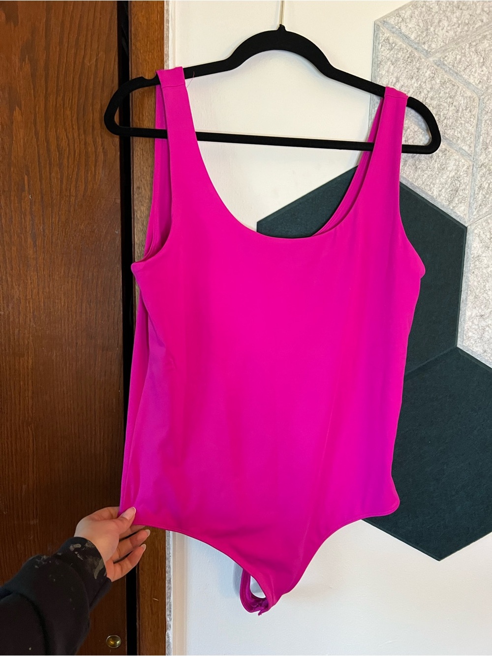 Express Hot Pink Scoop Neck Bodysuit